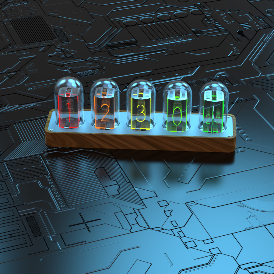 Nixie LED Tube Clock, With RGB | 5 Tube versions - Beanowa